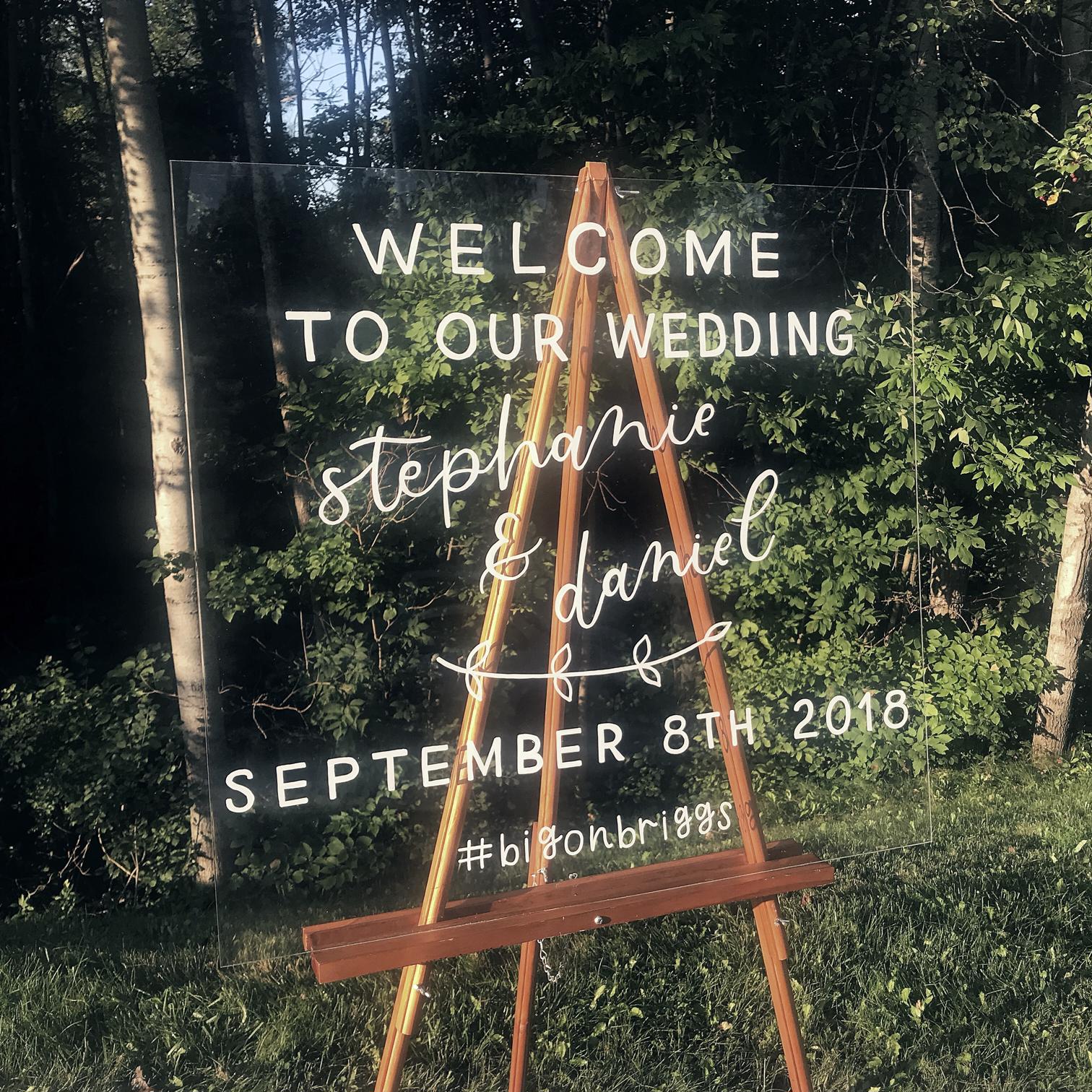 Acrylic Wedding Welcome Sign Megan Nicole Lettering GTA Calligrapher Greater Toronto Area Calligraph